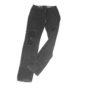 Vintage Reunion Black Distressed Ripped Jeans Size 7 Juniors Grunge Indie Sleaze